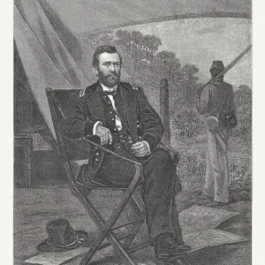 Ulysses Simpson Grant (1822-1885), 18th U. S. president, woodcut, published 1886 Ulysses Simpson Grant (1822-1885), 18th U. S. president, woodcut, published 1886