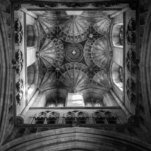 Unique upward perspective of architectural detail in the Canterbury Cathedral Unique upward perspective of architectural detail in the Canterbury Cathedral