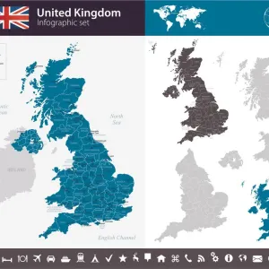 United Kingdom - Infographic map - illustration United Kingdom - Infographic map - illustration