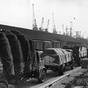 Unloaded Lorries at King George V Dock, London
