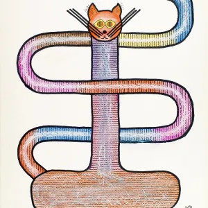 "Untitled, by Mario De Biasi, from the "Cats" Series, 1984, 20th Century, drawing"