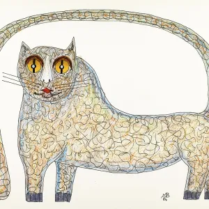 "Untitled, by Mario De Biasi, from the "Cats" Series, 1984, 20th Century, drawing"