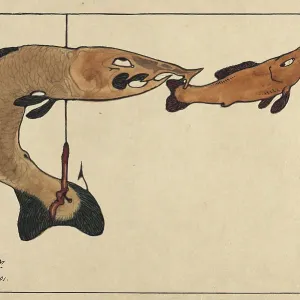 Untitled (Two fishes, one on a hook), 1901. Artist: Klee, Paul (1879-1940) Untitled (Two fishes, one on a hook), 1901. Artist: Klee, Paul (1879-1940)