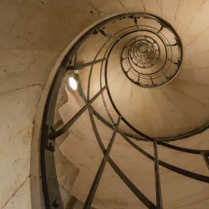 Upward view of spiral staircase