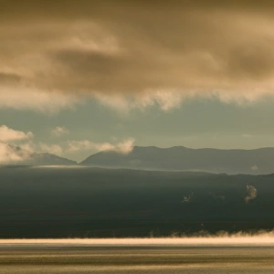 USA, California, Mono Lake, rising mist