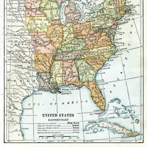 USA eastern states map 1898