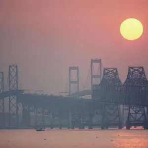 USA, Maryland Chesapeake Bay Bridge Print at Sunset