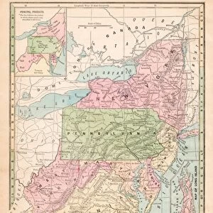 USA middle states map 1875