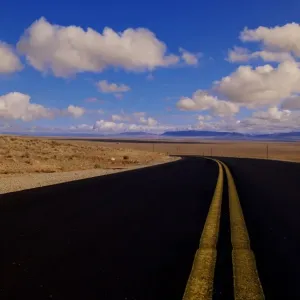 Usa, Nevada, Highway and Cumulus Clouds Usa, Nevada, Highway and Cumulus Clouds