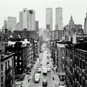 Black and White Print of Manhattan Skyline with World Trade Centre Black and White Print of Manhattan Skyline with World Trade Centre