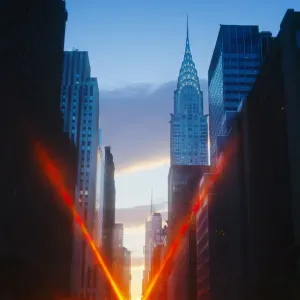USA, New York City Print: Chrysler Building at Sunset