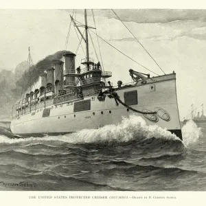 USS Columbia (C-12), United States Navy Warship, protected cruiser, 1890s USS Columbia (C-12), United States Navy Warship, protected cruiser, 1890s