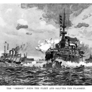 The USS Oregon joins the fleet and salutes the flagship The USS Oregon joins the fleet and salutes the flagship