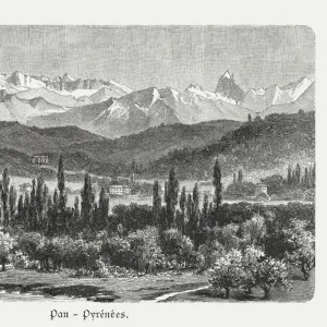 Valley of Pau, Pyrenees, France, wood engraving, published in 1897