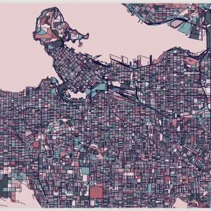 Vancouver city illustration map Vancouver city illustration map