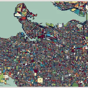 Vancouver city illustration map Vancouver city illustration map