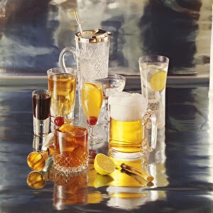 Various of glasses of drink, close-up