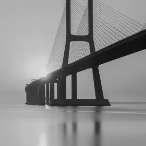 Vasco da Gama Bridge Black & White Print Vasco da Gama Bridge Black & White Print