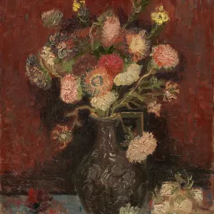 Vase with Chinese asters and gladioli, 1886. Artist: Gogh, Vincent, van (1853-1890) Vase with Chinese asters and gladioli, 1886. Artist: Gogh, Vincent, van (1853-1890)