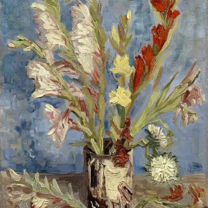 Vase with gladioli and China asters, 1886. Artist: Gogh, Vincent, van (1853-1890) Vase with gladioli and China asters, 1886. Artist: Gogh, Vincent, van (1853-1890)