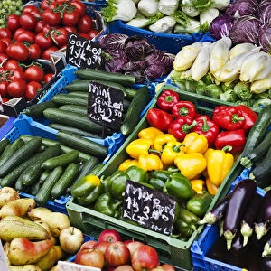 Vegetable stall at the Naschmarkt markets, Vienna, Austria, Europe
