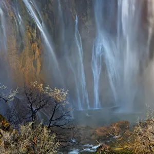 Veliki Slap waterfall long exposure Plitvice Lakes