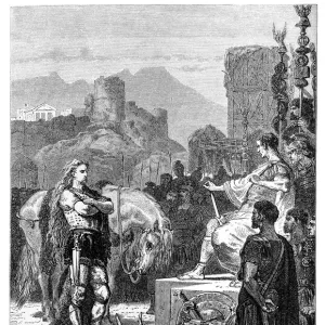 Vercingetorix surrendering to Julius Caesar