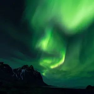 Vesturhorn Mountain with aurora Vesturhorn Mountain with aurora
