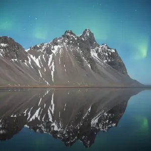 Vesturhorn Print under Northern Lights Vesturhorn Print under Northern Lights