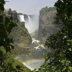 Victoria Falls with rainbow, view from Zimbabwe, Zambezi River, Zambia, Zimbabwe, Africa Victoria Falls with rainbow, view from Zimbabwe, Zambezi River, Zambia, Zimbabwe, Africa