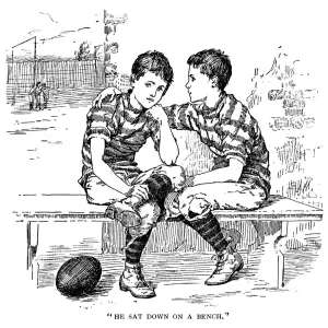 Victorian Boys on a Bench Rugby Print Victorian Boys on a Bench Rugby Print