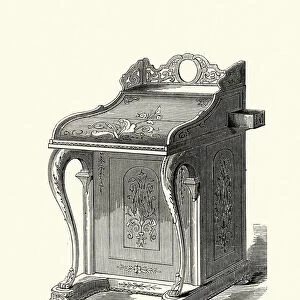 Victorian decor, escritoire writing desk, 1855