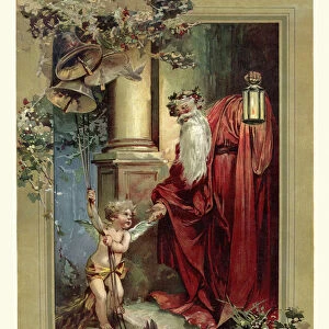 Victorian Father Christmas and Cupid