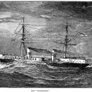 Victorian ironclad battleship, HMS Inflexible Engraving