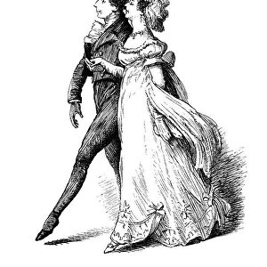 Victorian man leading a lady out to dance