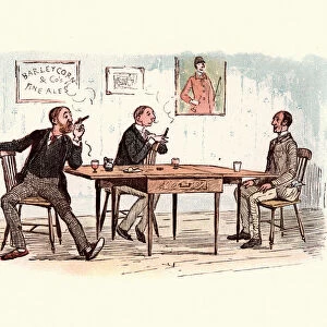 Victorian men drinking and smoking in their local pub