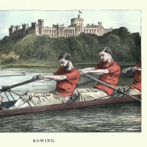 Victorian men rowing on the Thames, 19th Century