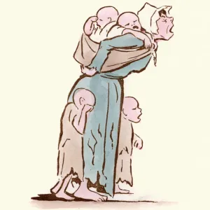 19th Century Victorian Satire Print: Motherhood's Burden 19th Century Victorian Satire Print: Motherhood's Burden