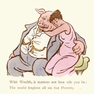 Victorian Satire Print: Wealth Over Virtue Victorian Satire Print: Wealth Over Virtue