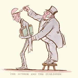 Victorian Satirical Cartoon Print: The Author and the Greedy Publisher Victorian Satirical Cartoon Print: The Author and the Greedy Publisher