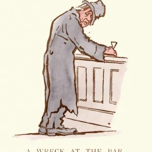 19th Century Vintage Print: A Drunk Man at the Bar 19th Century Vintage Print: A Drunk Man at the Bar