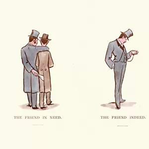Victorian satirical cartoon, The Friend in need. The Friend Indeed