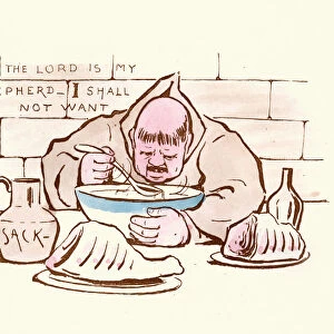 Victorian satirical cartoon the greedy monk