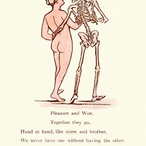 Victorian satirical cartoon, on Pleasure and Woe