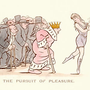 Victorian satirical cartoon, The pursuit of pleasure, 19th Century