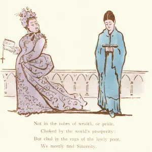 Victorian satirical cartoon, Not in robes of wealth, or pride Victorian satirical cartoon, Not in robes of wealth, or pride
