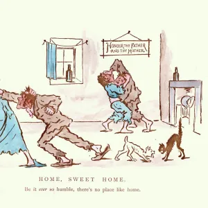 Victorian satirical cartoon on working class family life