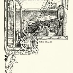 Victorian tourists travelling by steamer in the Peloponnese, 19th Century Victorian tourists travelling by steamer in the Peloponnese, 19th Century