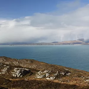 view of approaching rain from sheeps head in west cork