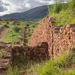 View of Archaeological ruins of Pikillacta in Peru